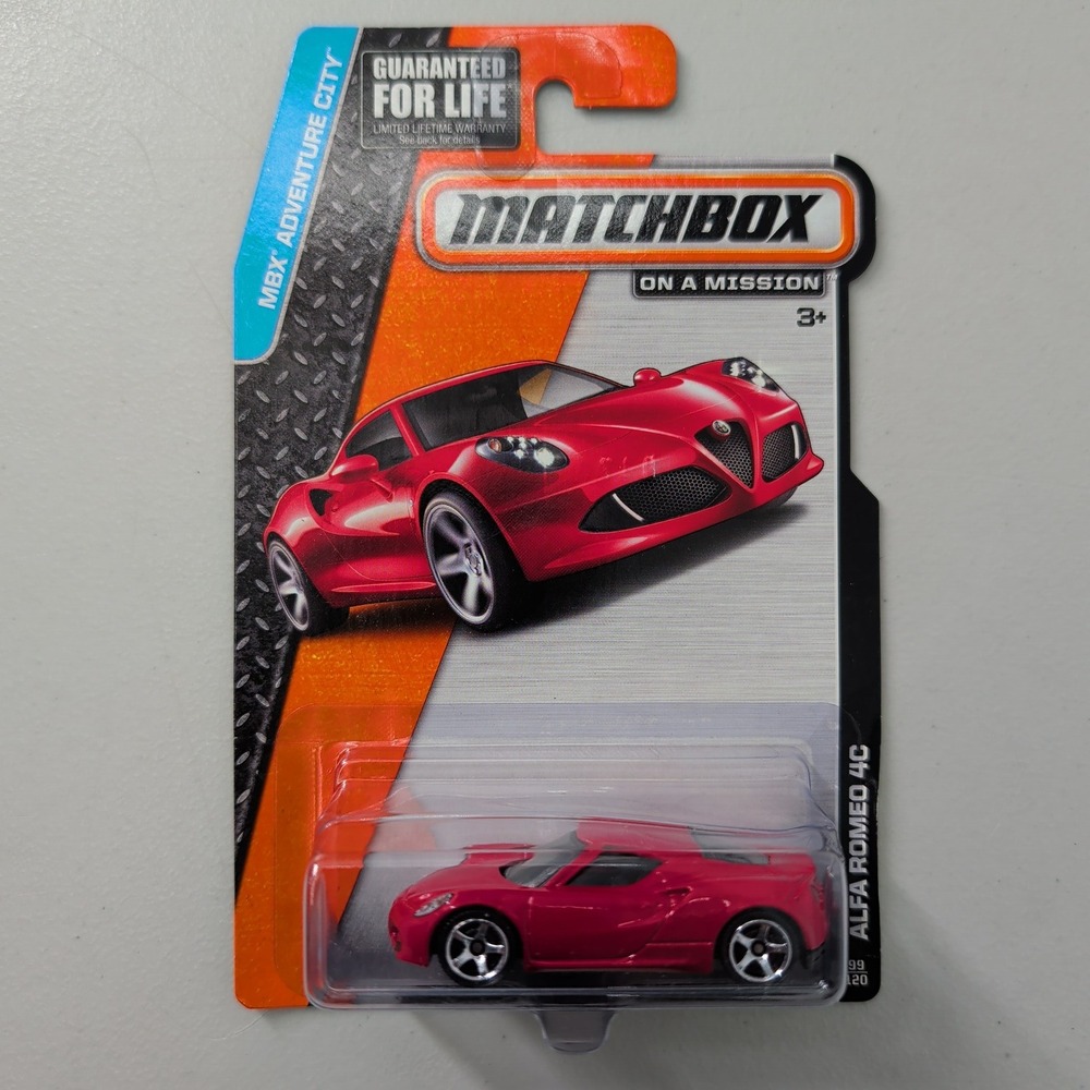 Matchbox Alfa Romeo 4C Red MBX Adventure City 99/120 Diecast Car 2014 Mattel